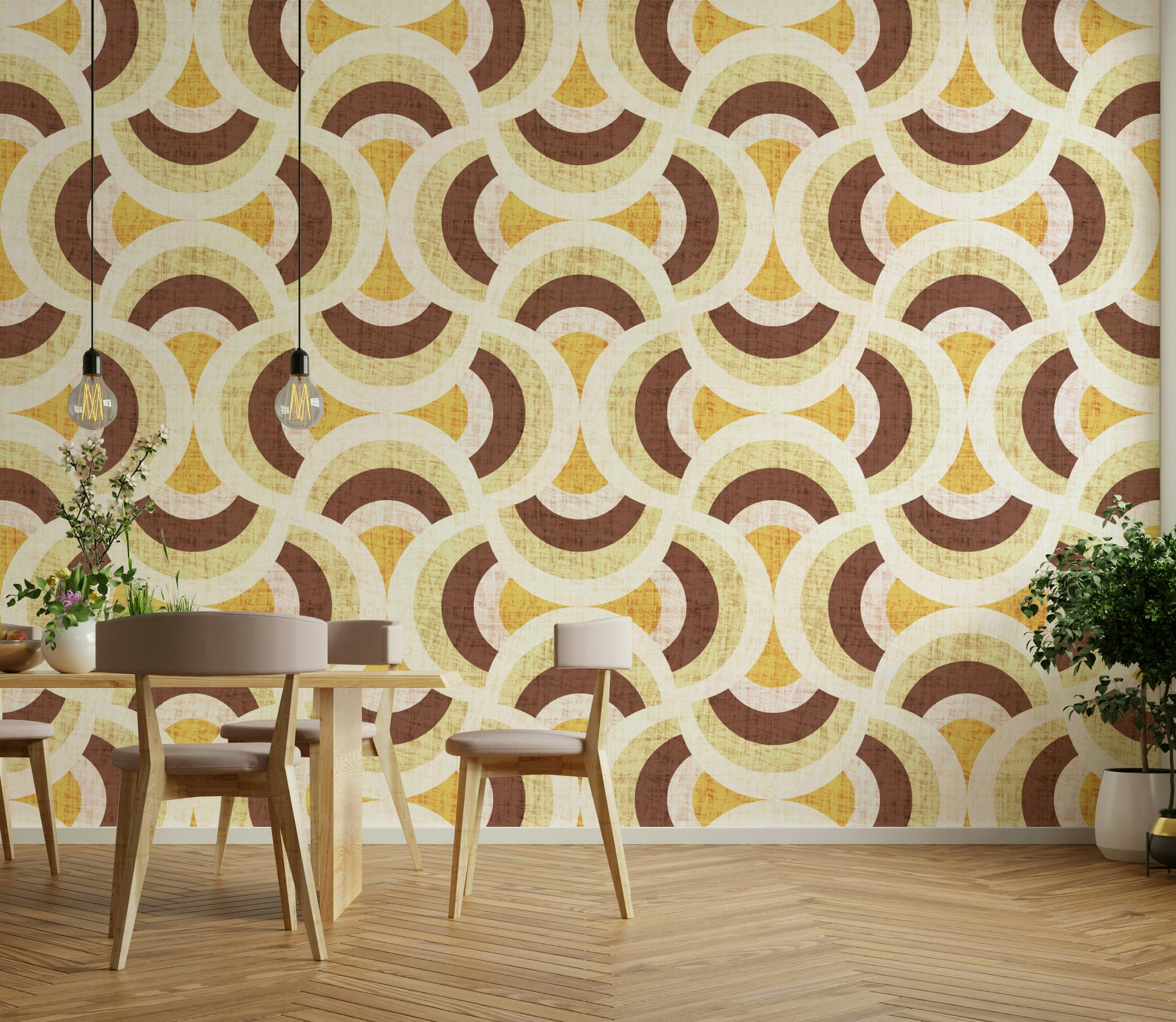 The pattern has a distinct retro or mid-century feel.
