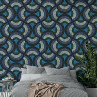 Features repeating concentric circles.
