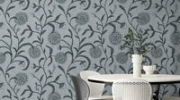 A soft and calming floral wallpaper pattern.
