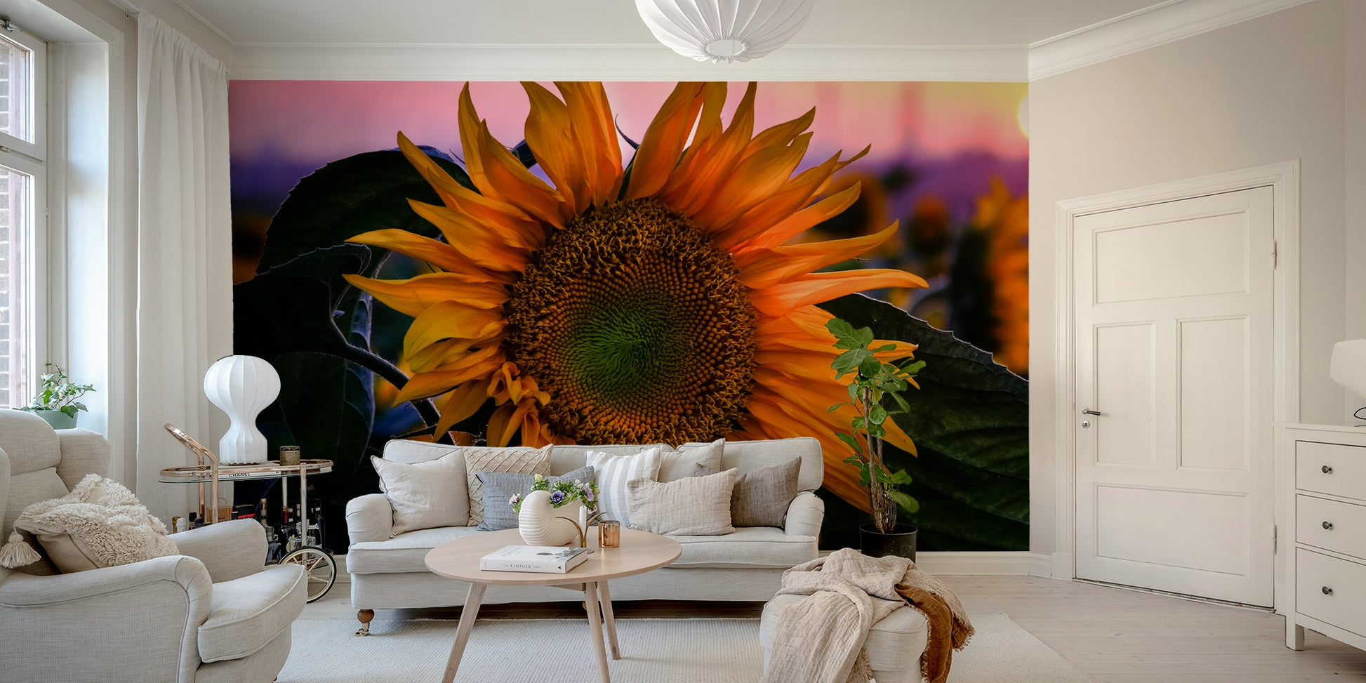 A vibrant and warm wall mural.
