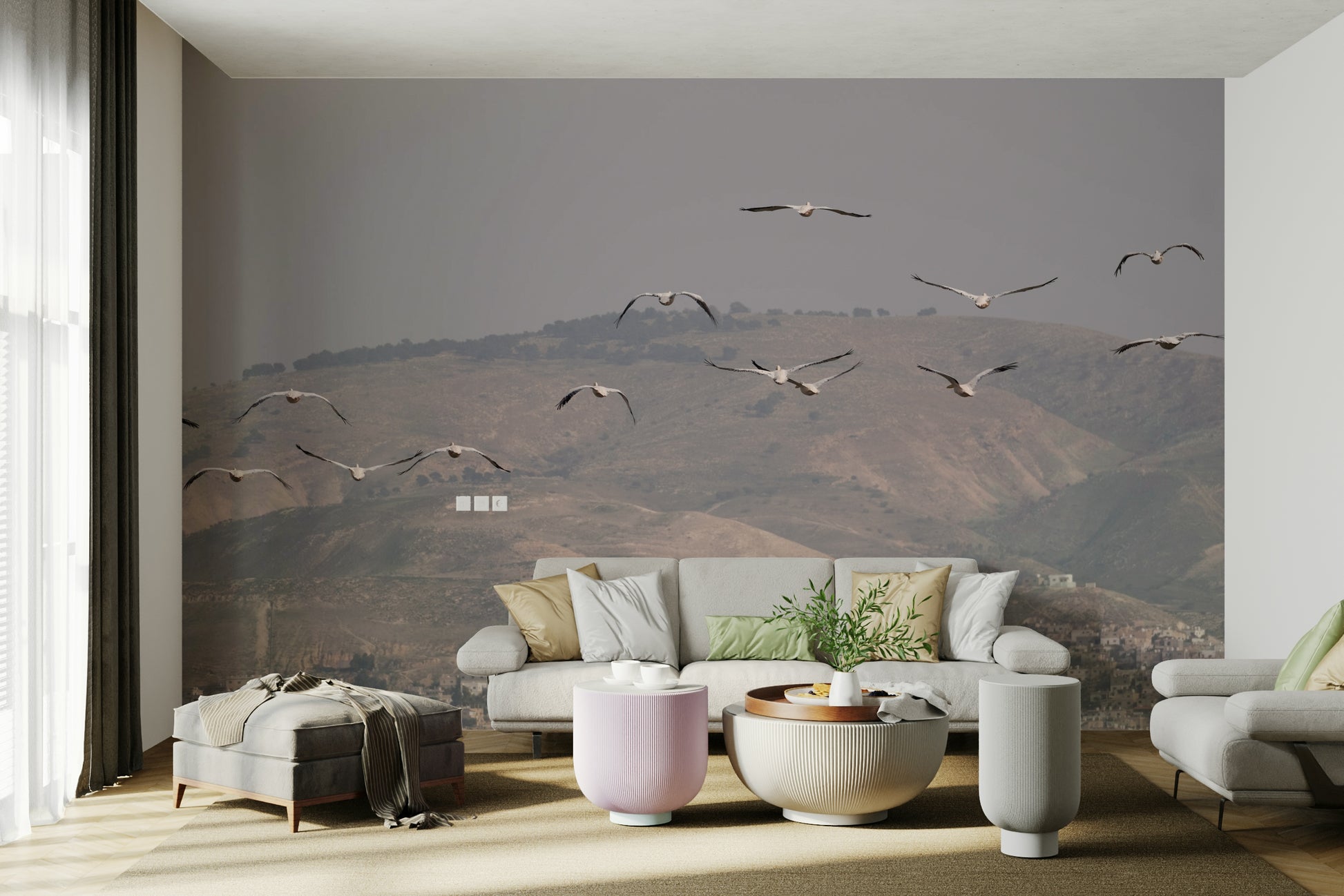 The mural covers a significant wall area.
