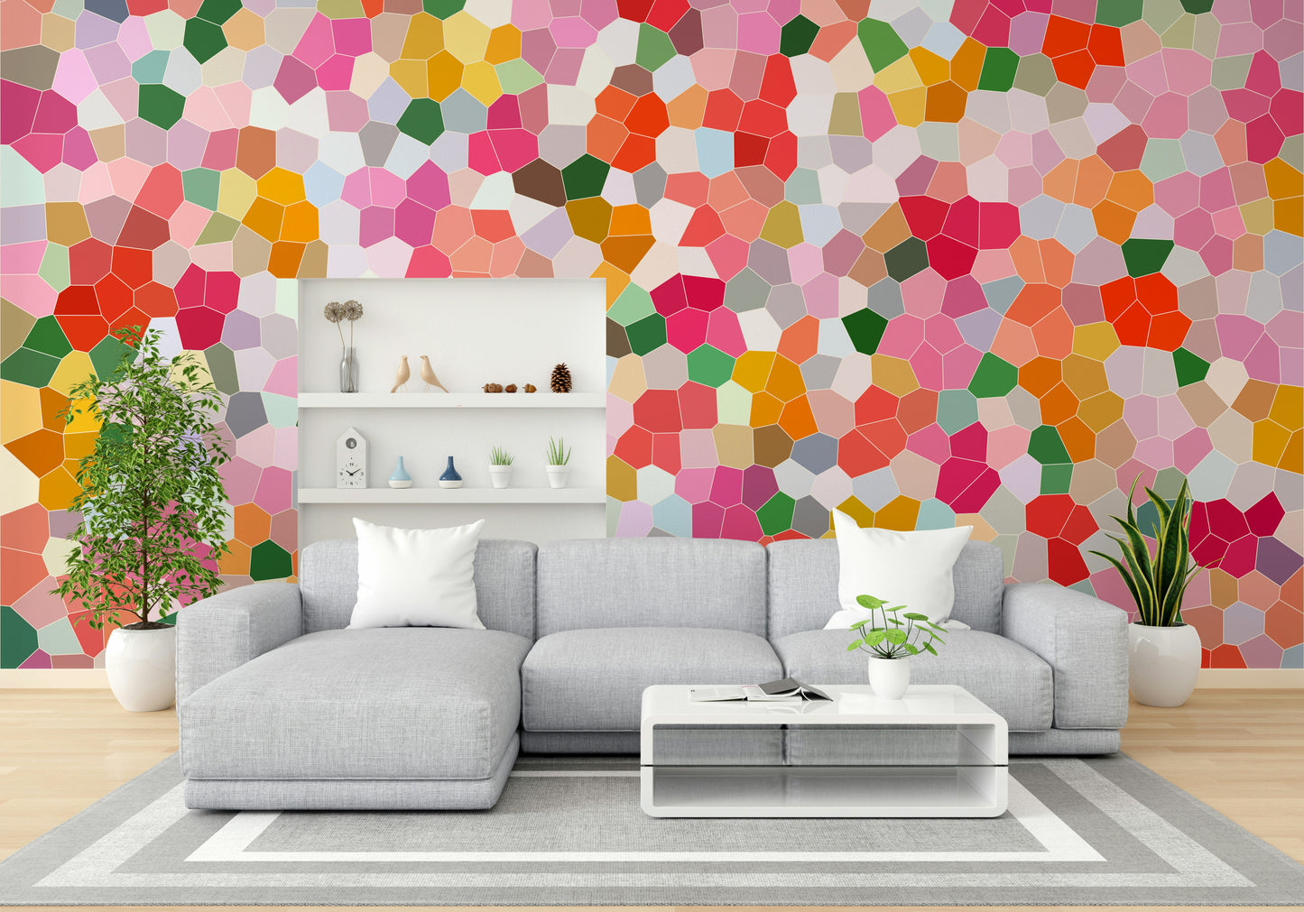 The texture appears like many small, tessellated pieces.
