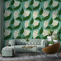 The style is reminiscent of 1970s design.
