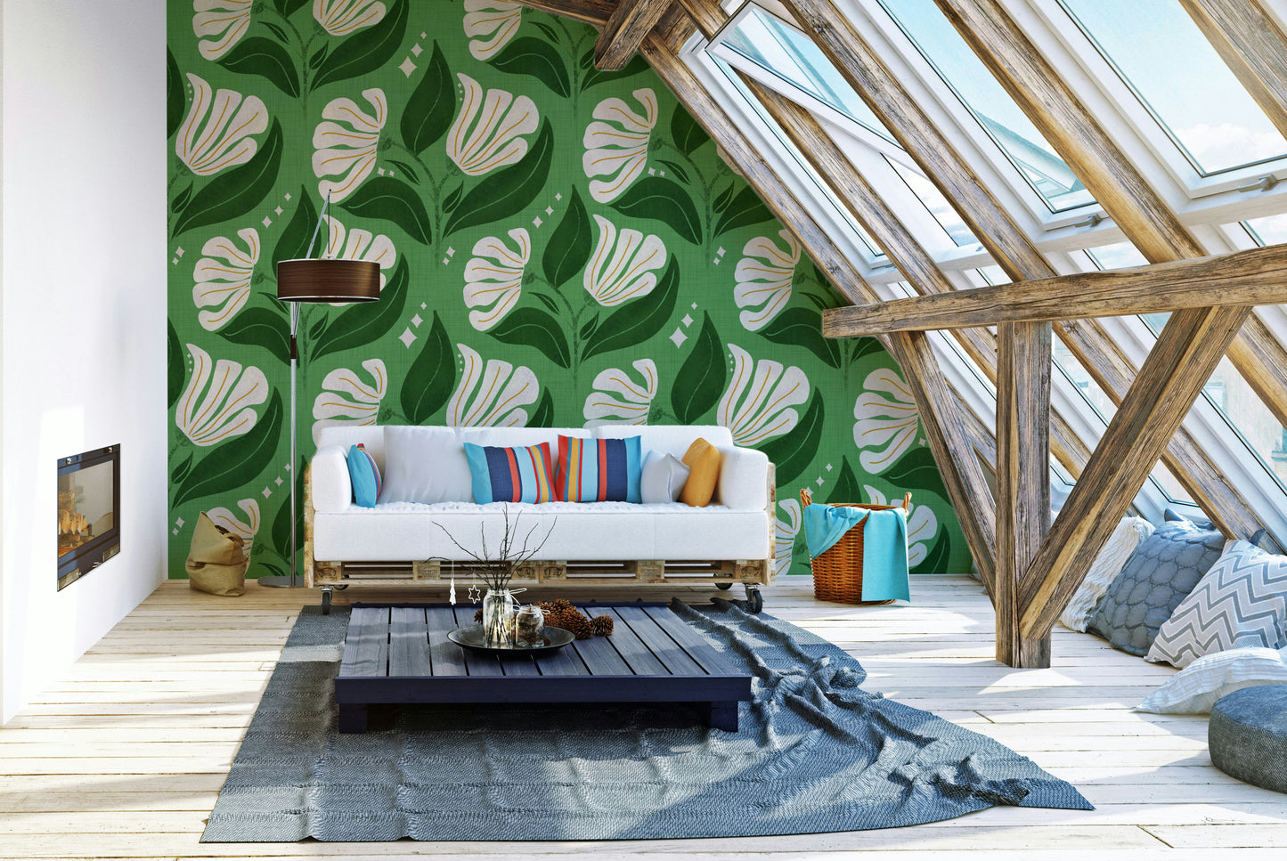 The background is a distinctive avocado olive green.
