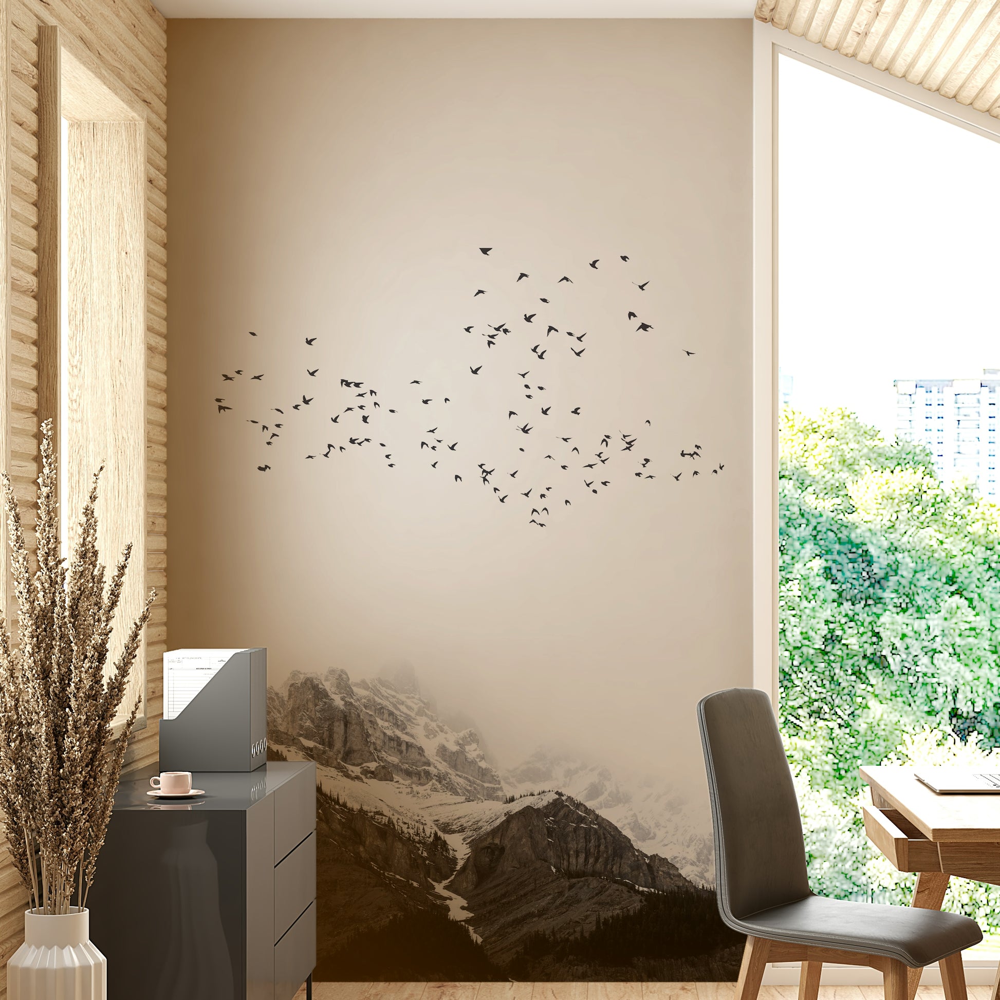 The mural covers a significant wall area.
