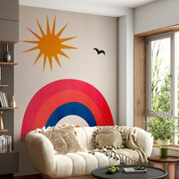 The colors are bright, optimistic, and often primary or pastel retro shades.
