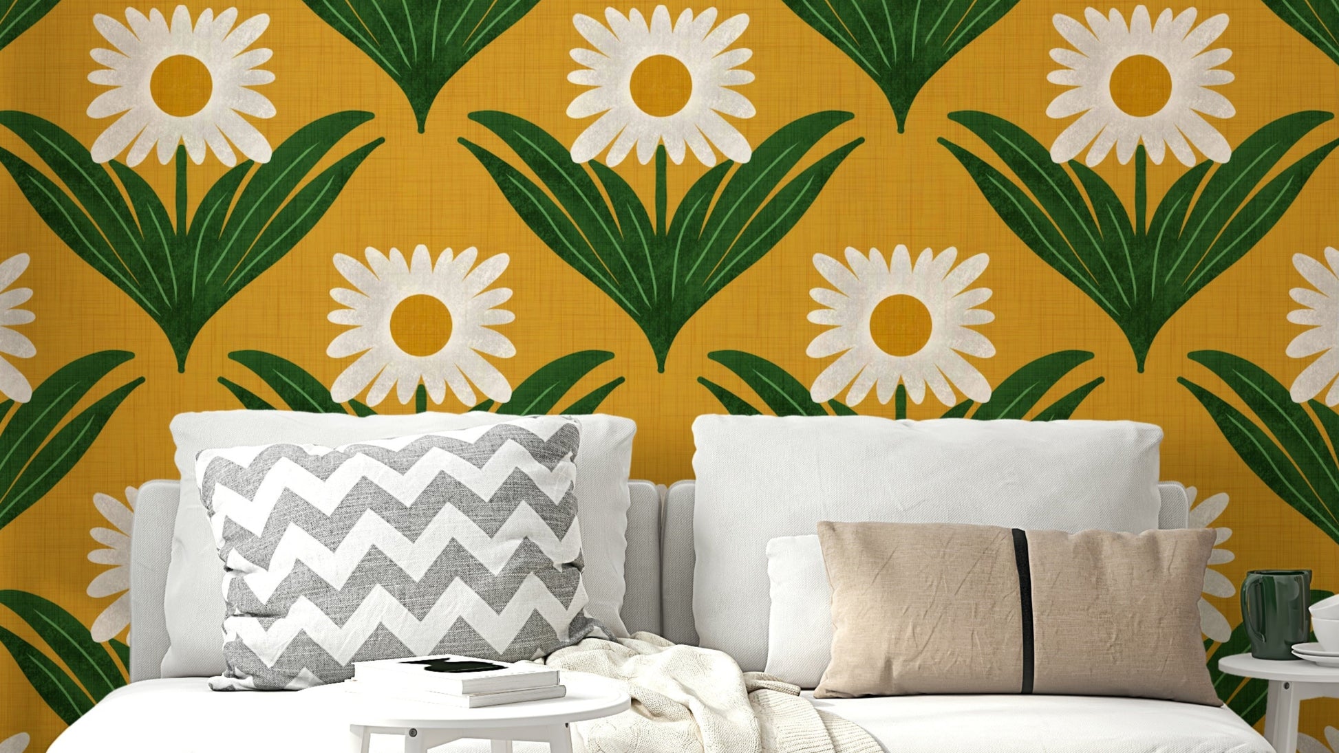 The design has a strong 1970s "flower power" aesthetic.
