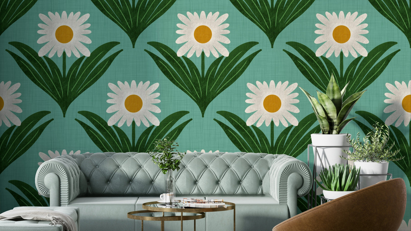 A vibrant and energetic retro wallpaper pattern.
