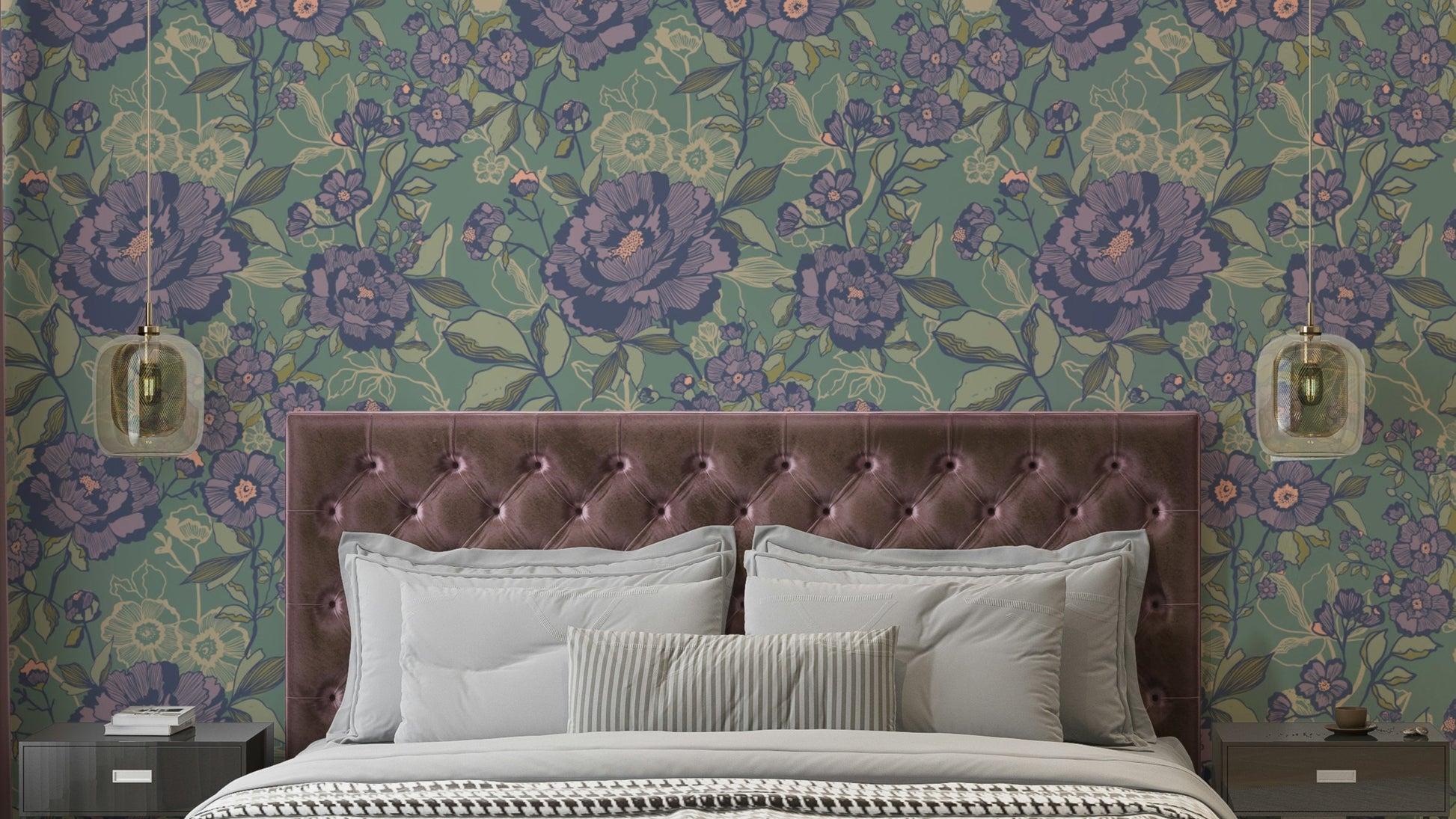 A captivating and elegant vintage floral wallpaper pattern.
