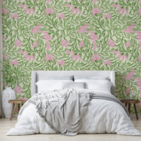Wallpaper with a timeless floral design.

