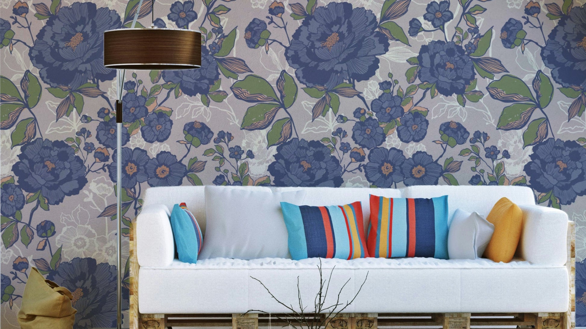 Vintage Bloom Floral Wallpaper.

