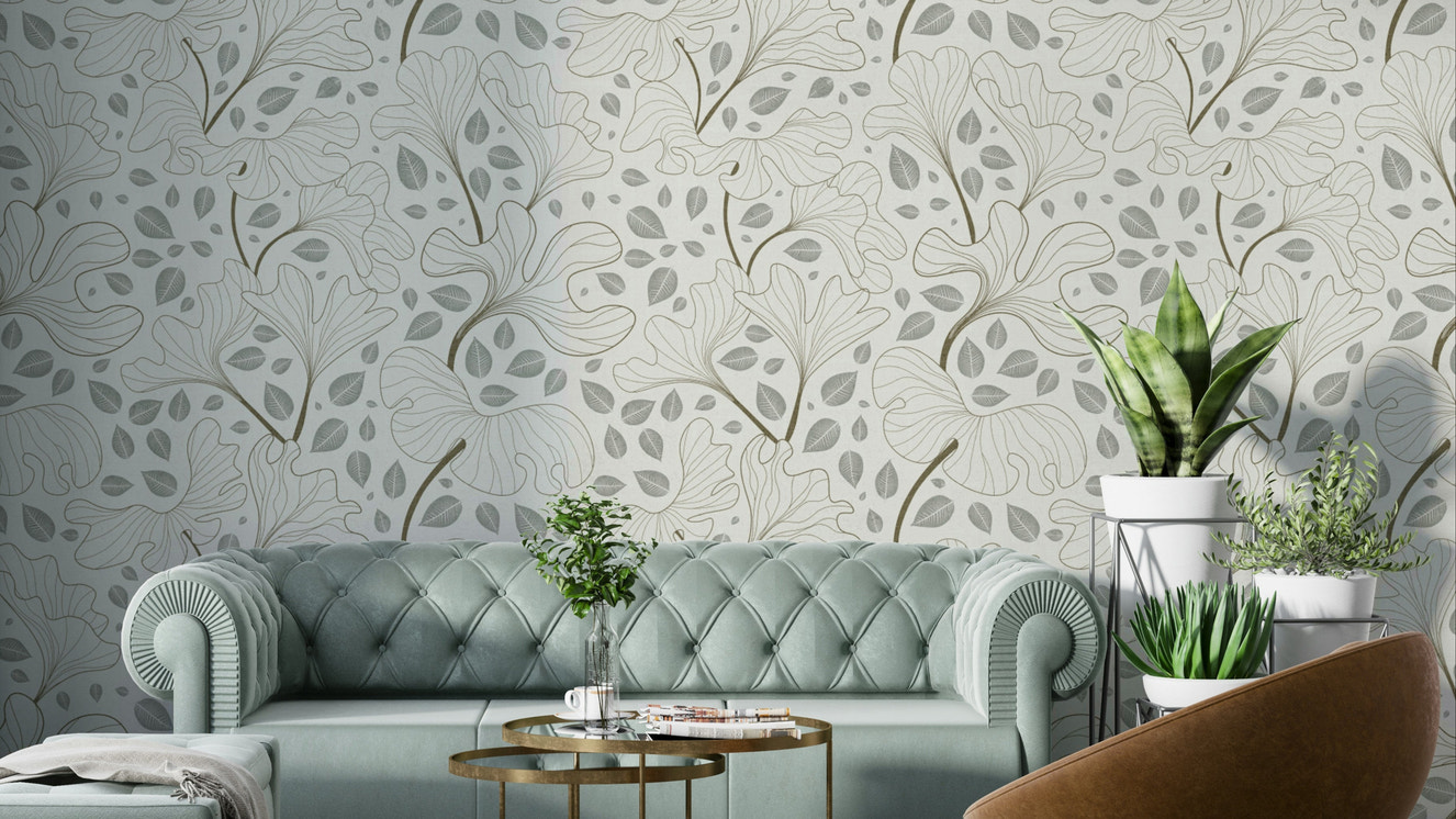 Timeless Ginkgo Garden mural for a bedroom.

