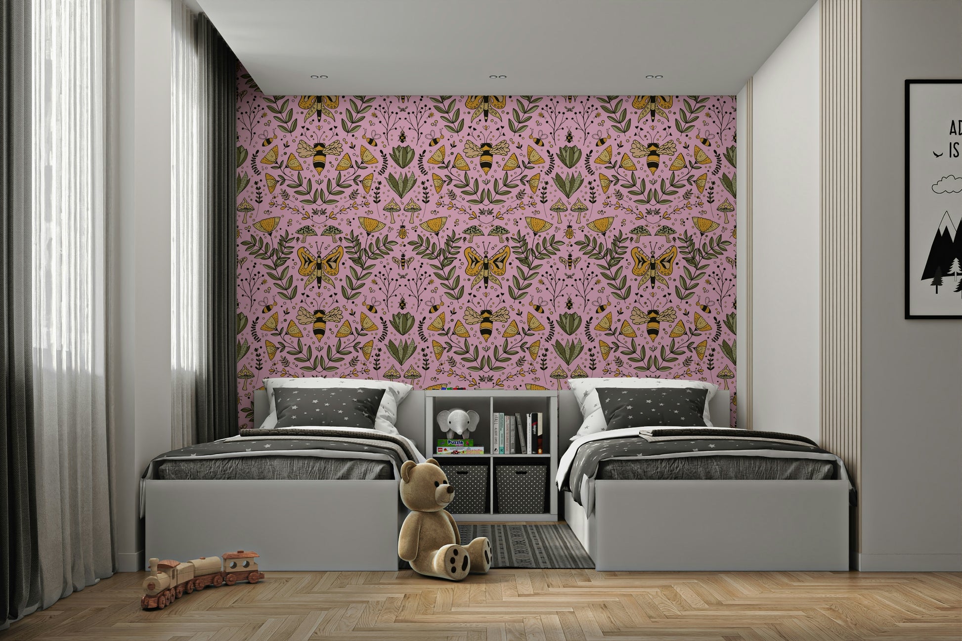 Wallpaper with a soft pink background.

