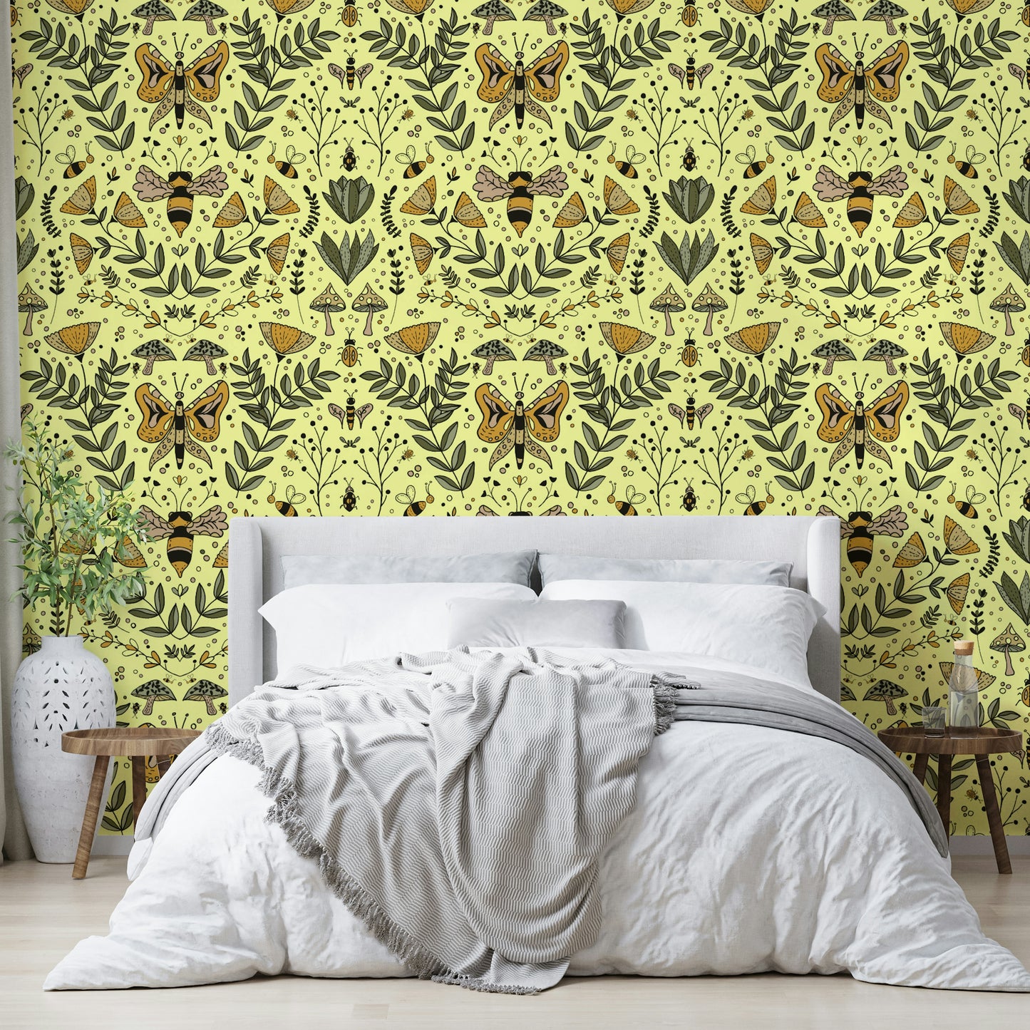 Bees, Butterflies, and Flowers mural for a child's room.

