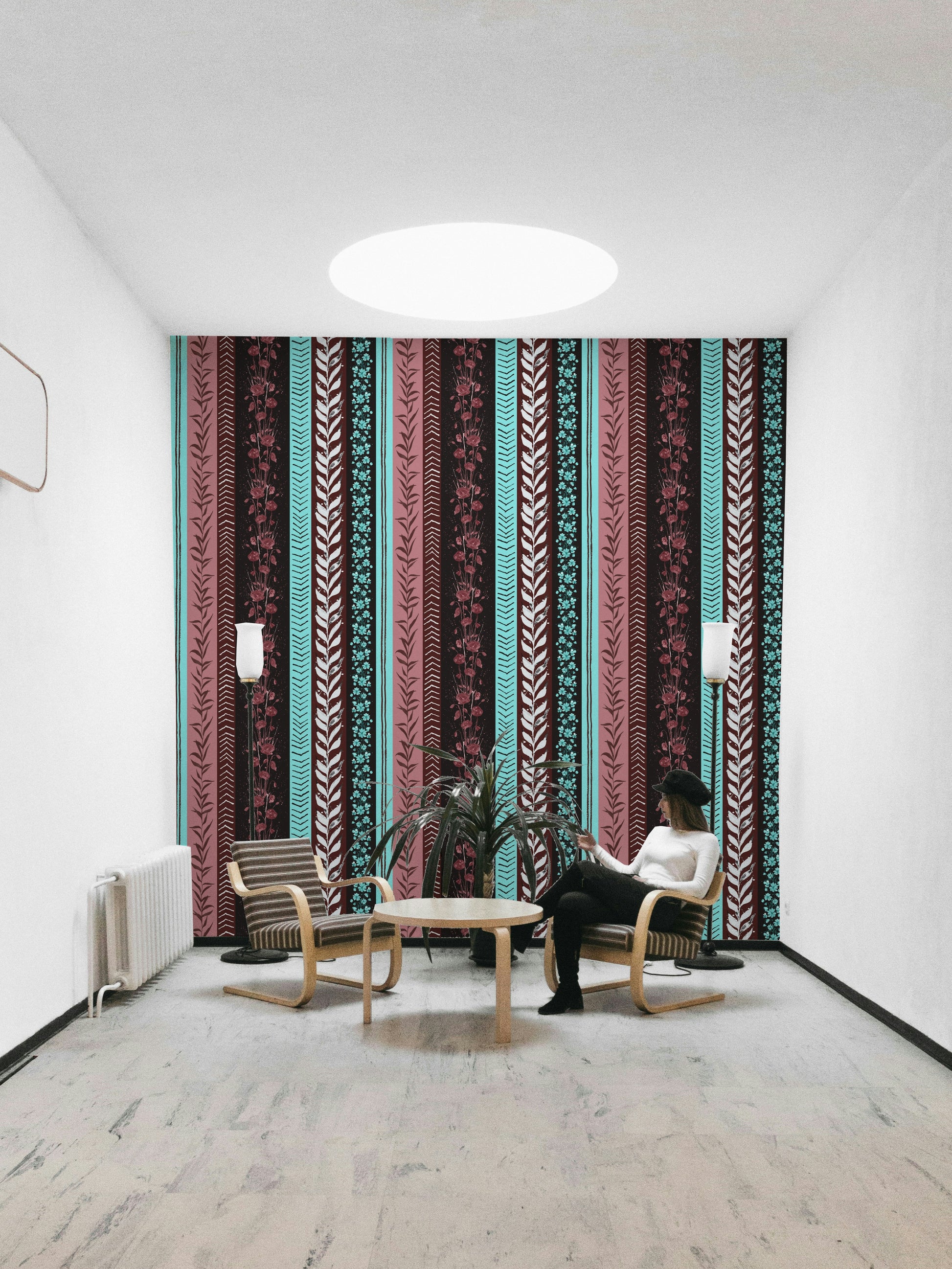 Autumn Stripes mural for a modern bedroom.

