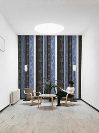Abstract Nature Stripes Blue Copper Wallpaper.

