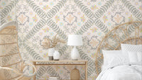 bloom tapestry white wallpaper

