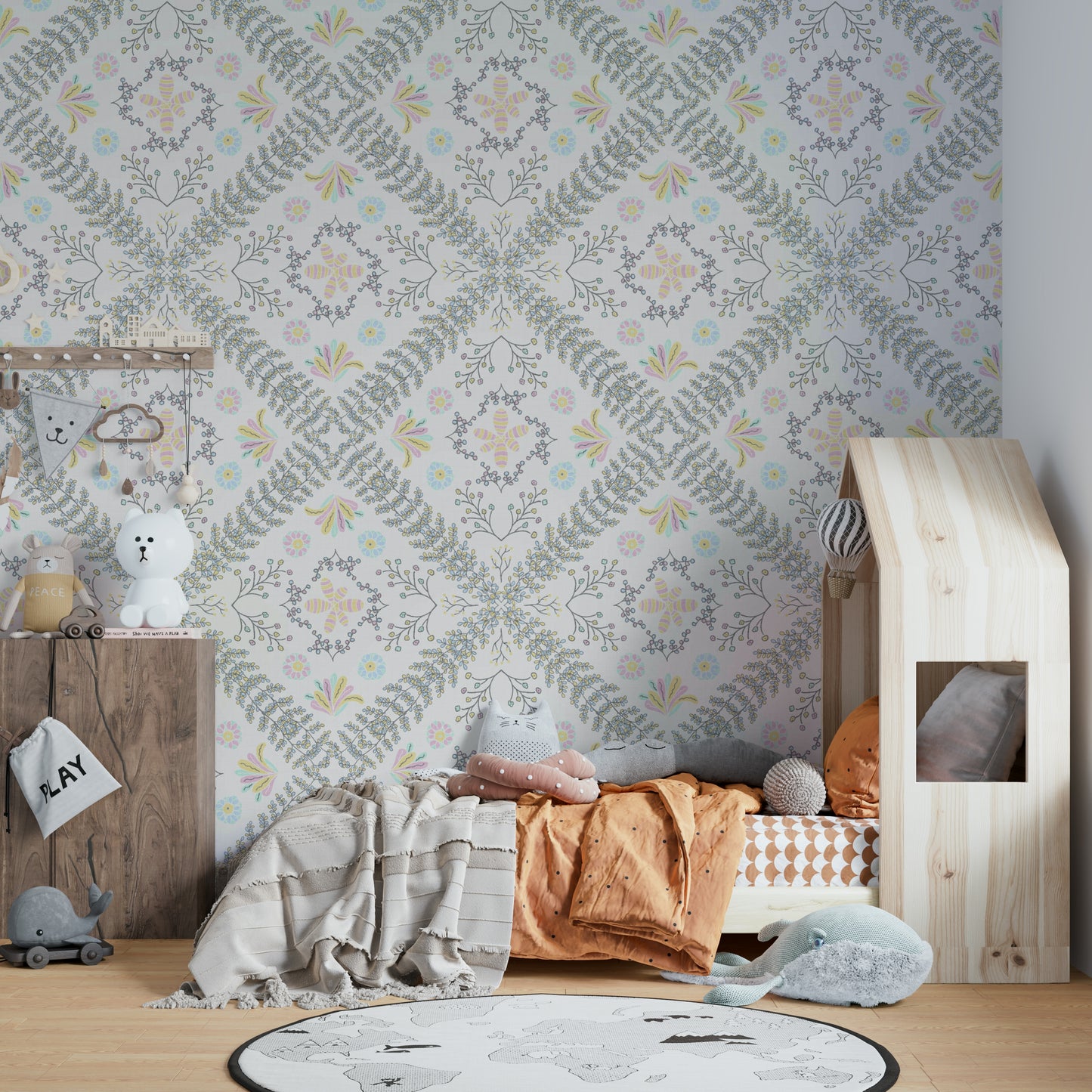 delicate botanical pattern on a cream background

