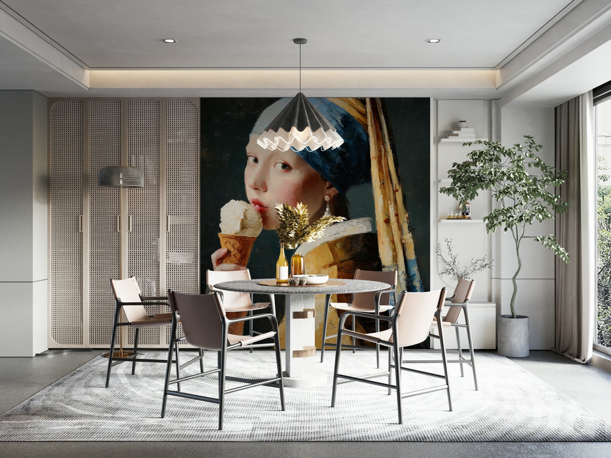 girl with a pearl earring with an ice cream cone

