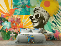 mural wallpaper with tropical flowers

