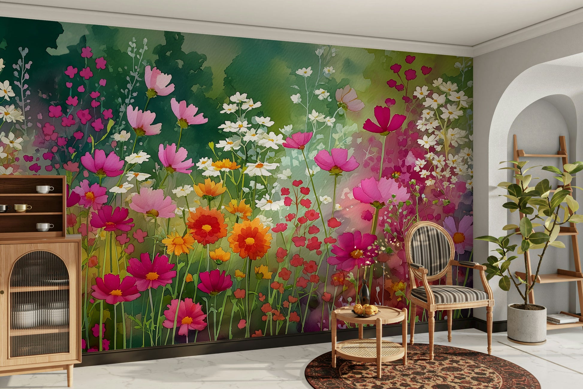 artistic wildflower meadow on a wall

