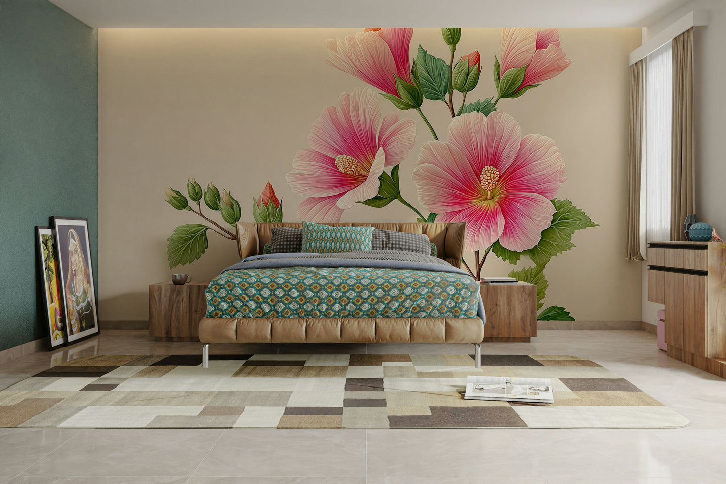 close-up of pink hibiscus flowers

