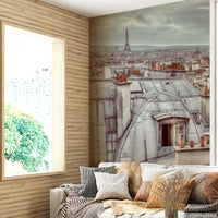 The mural gives a feeling of being in a classic European city.

