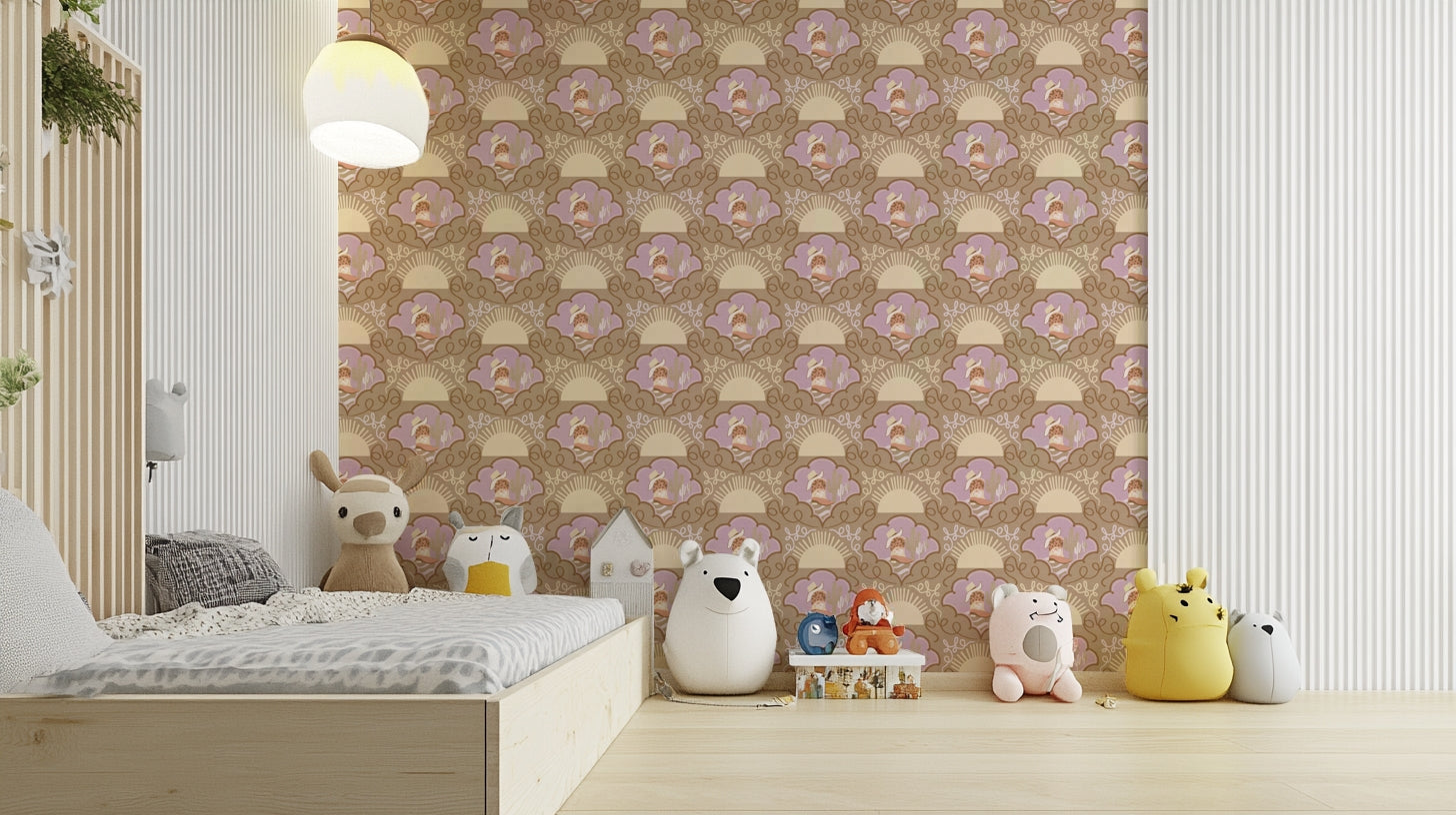 The image shows a whimsical, repeating pattern.

