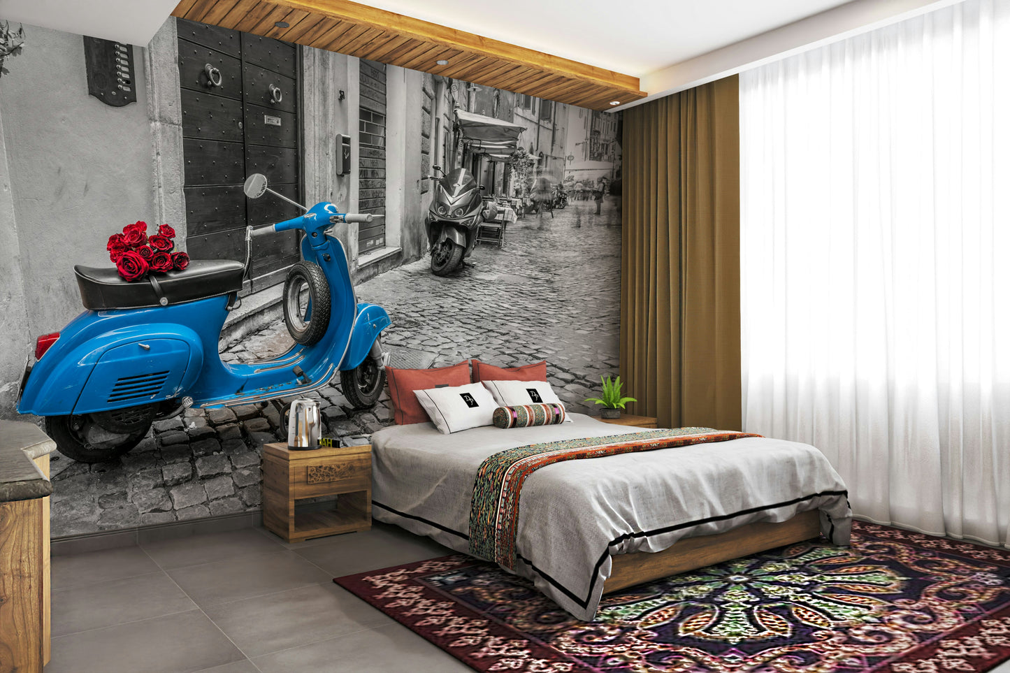 The composition is a close-up of the scooter.

