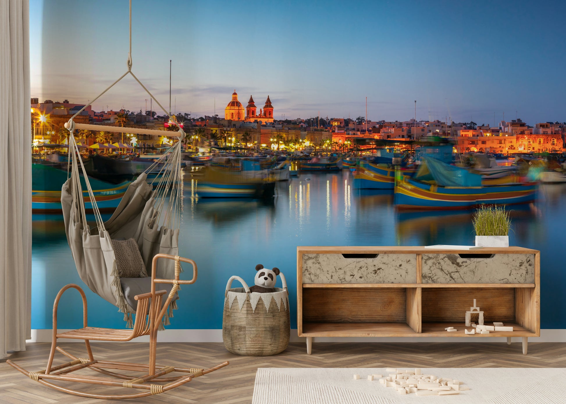 The sky is a mix of deep blue and purple.

