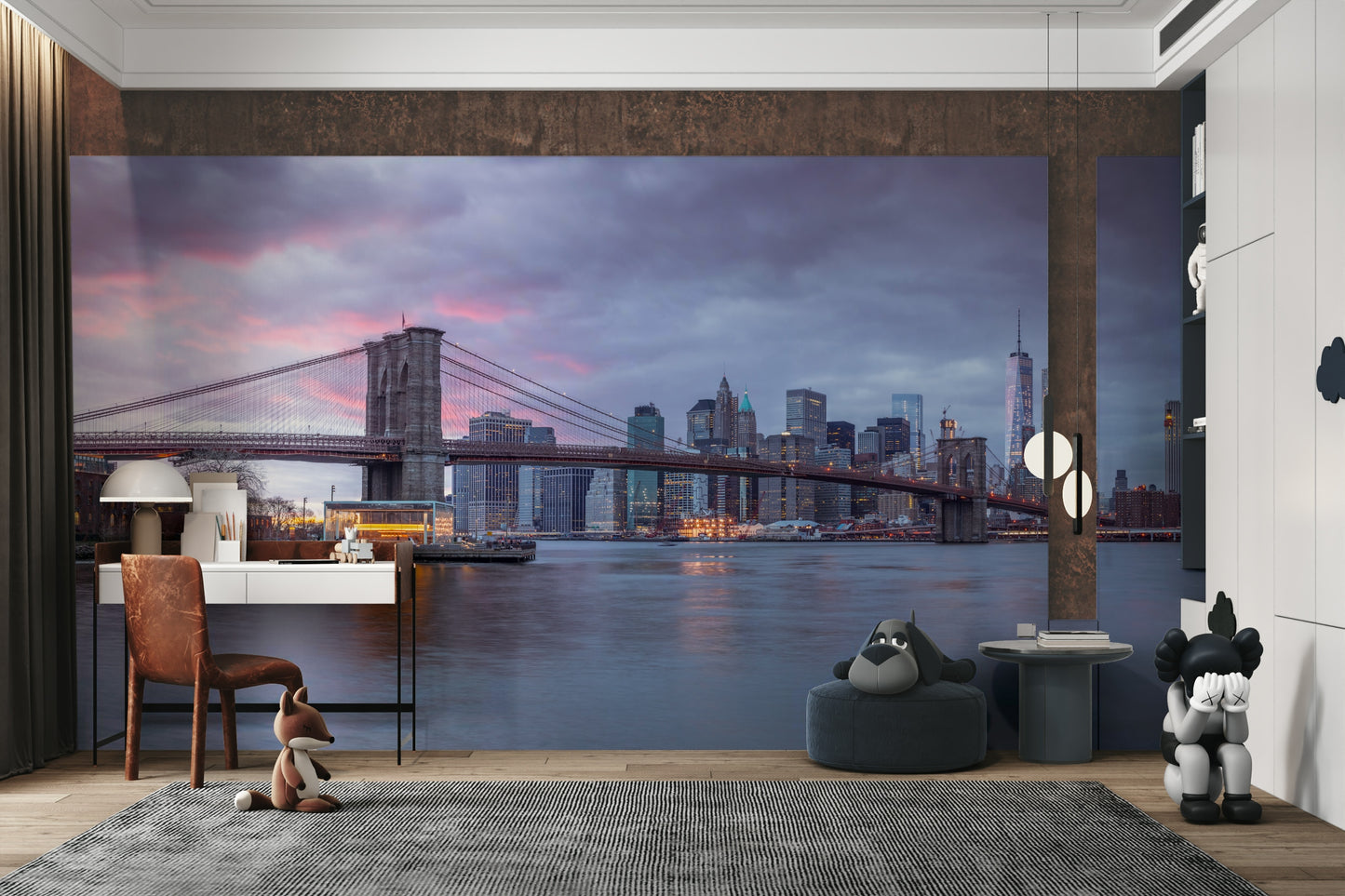 The city lights are glowing brightly.

