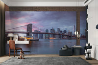 The city lights are glowing brightly.

