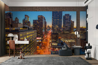 The sky is a gradient of deep blues, purples, and oranges.

