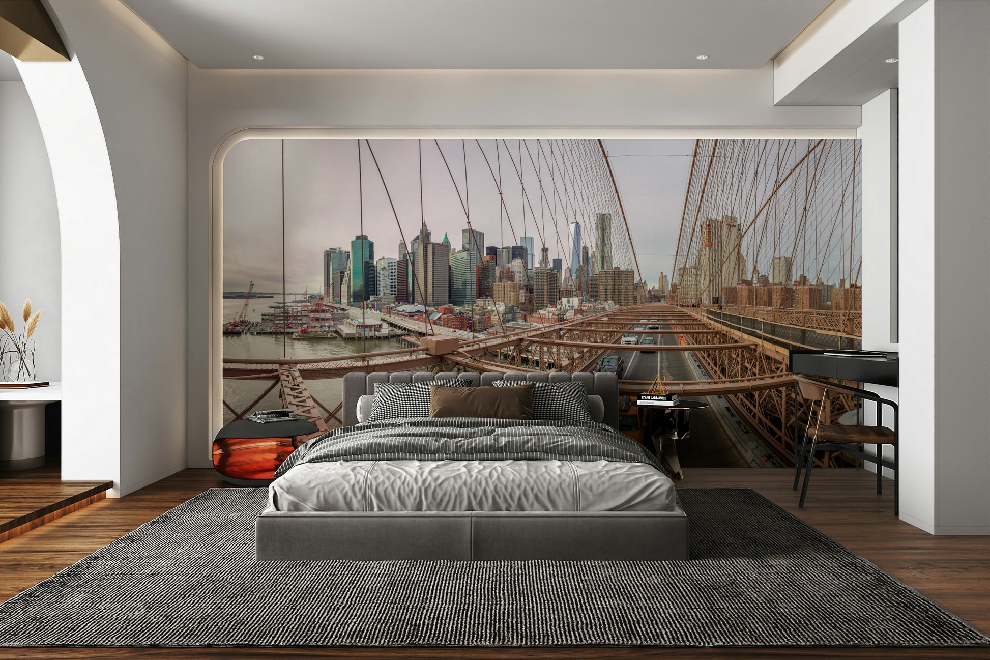 A close-up view of the Empire State Building or another famous landmark.

