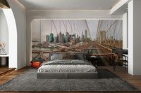 A close-up view of the Empire State Building or another famous landmark.

