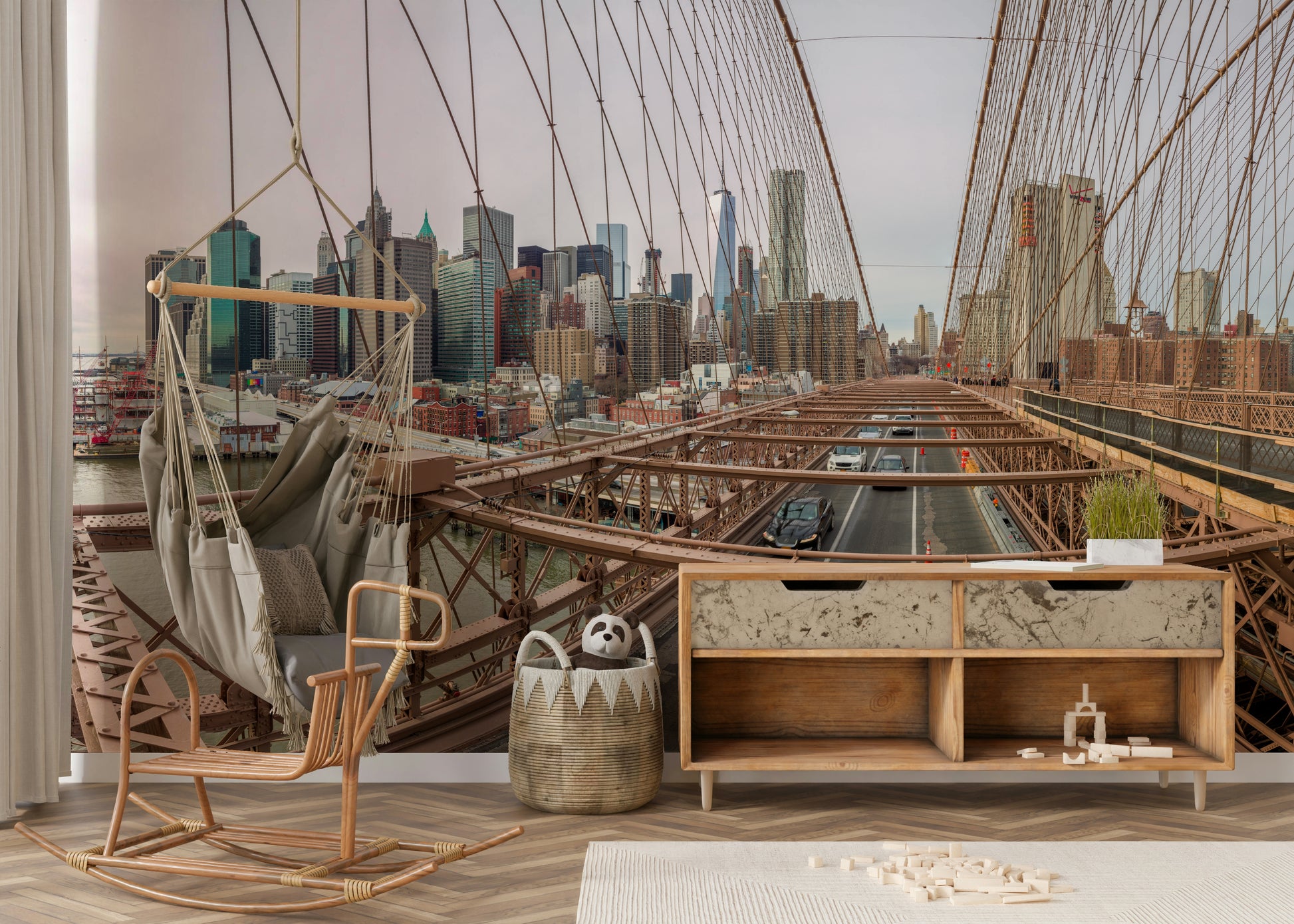 The image shows a sweeping panoramic view of the cityscape, including iconic skyscrapers.

