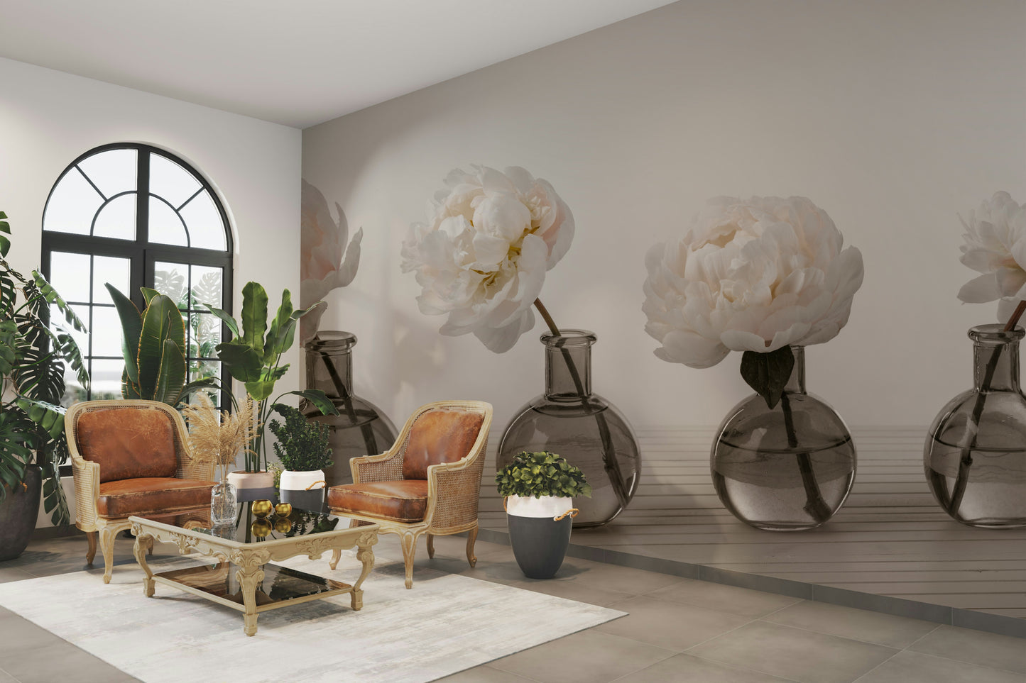 The scene has a peaceful, serene, and minimalist feel.

