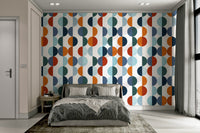 The design features a geometric arrangement of circles and intersecting lines.

