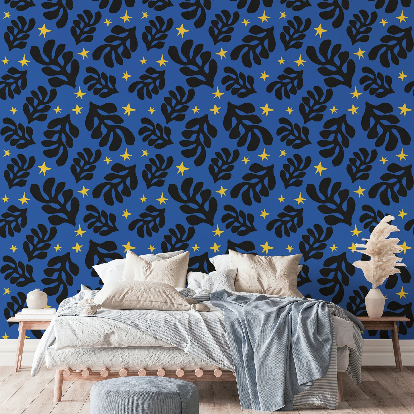 The colors are a dark, sophisticated palette of deep blues, blacks, and grays.

