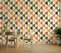 The wallpaper is applied seamlessly, giving the wall a uniform look.

