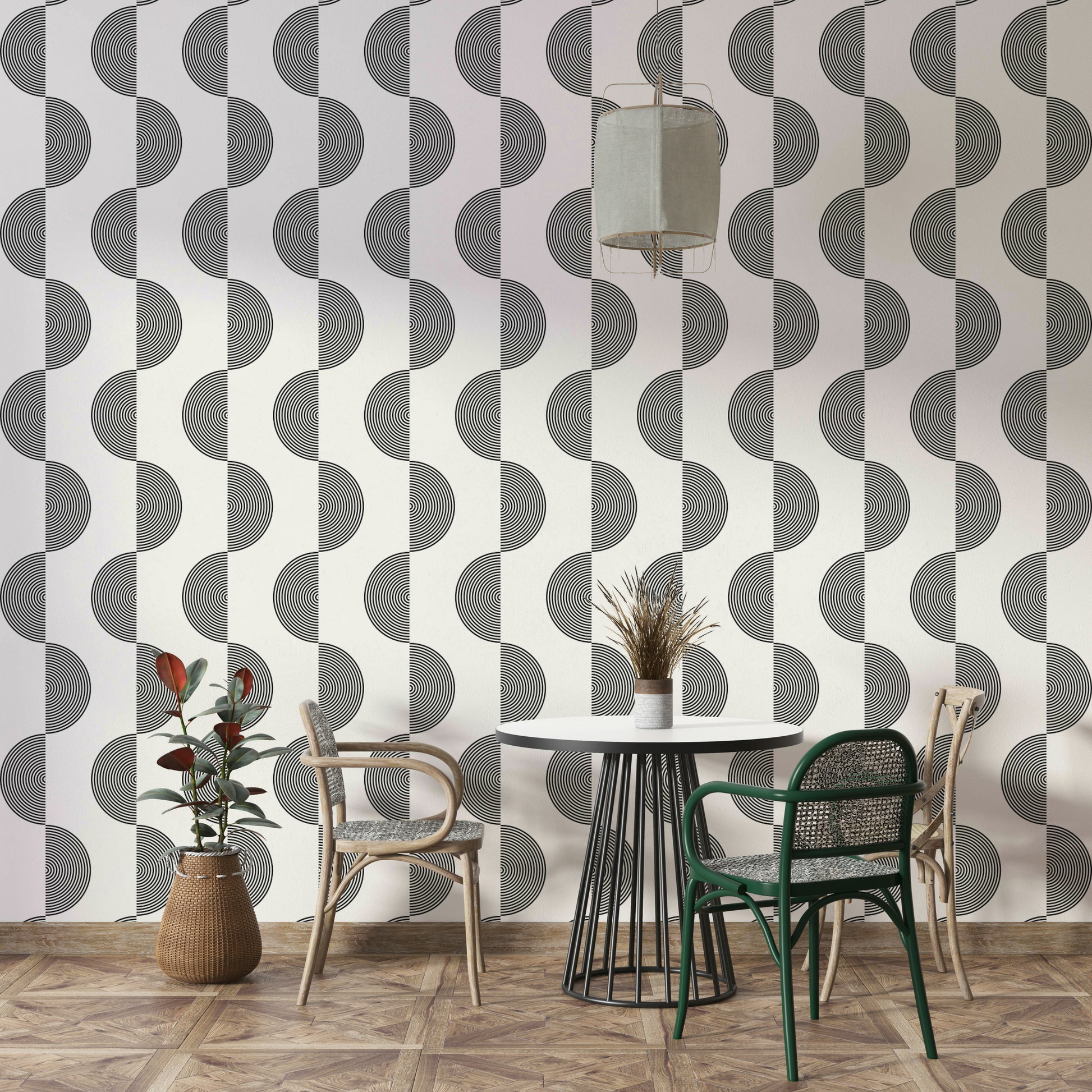 A large-scale art print with a mid-century modern aesthetic.

