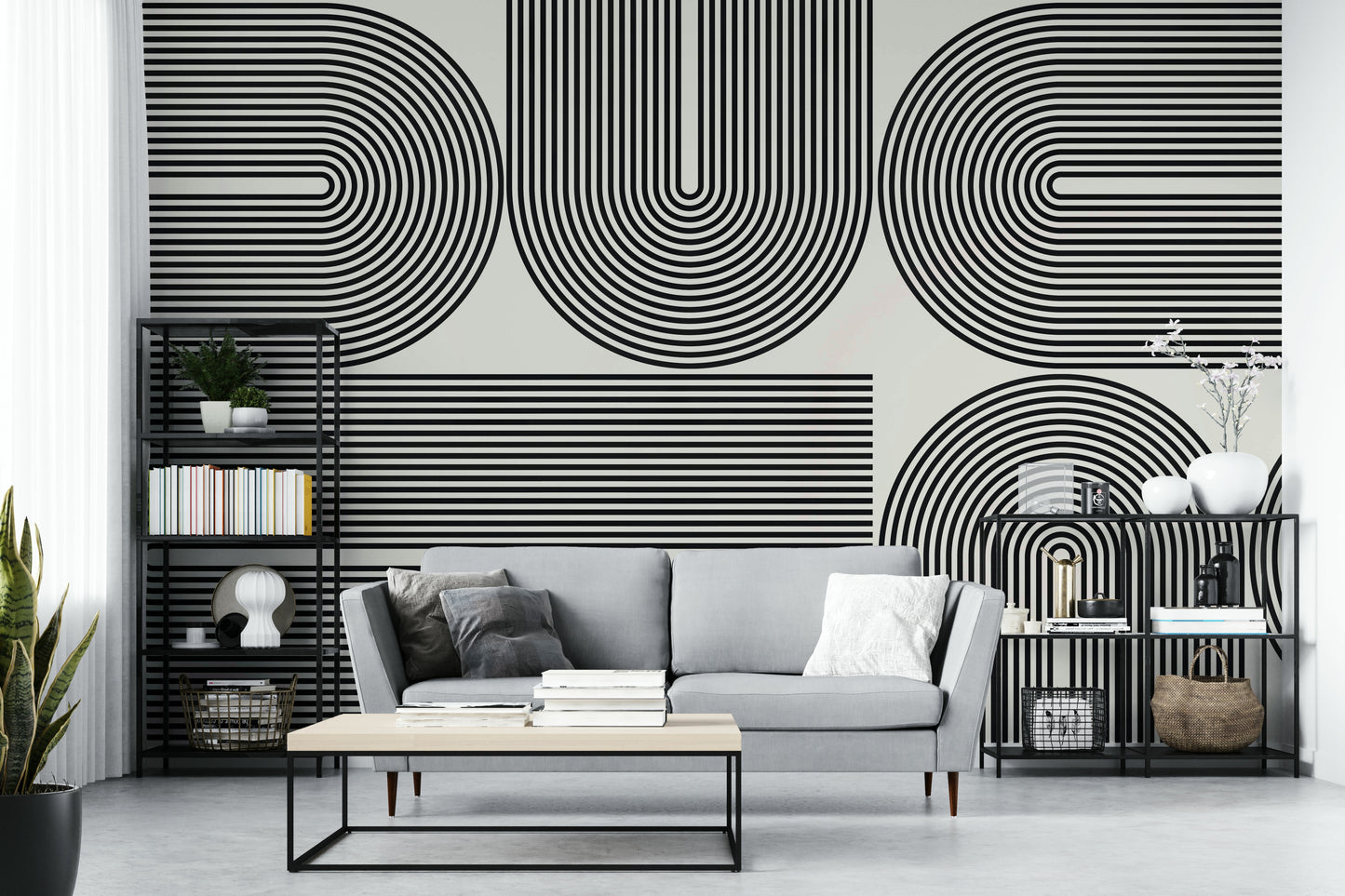 The style is modern and has a peaceful, architectural feel.

