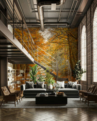 The room feels calm and inviting due to the beautiful scene.

