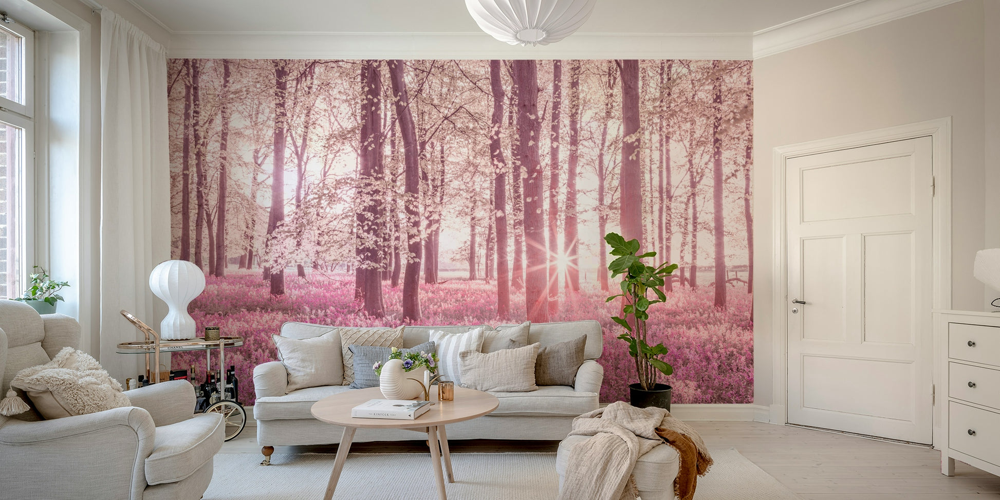 The high-resolution print captures fine details of the trees and light.

