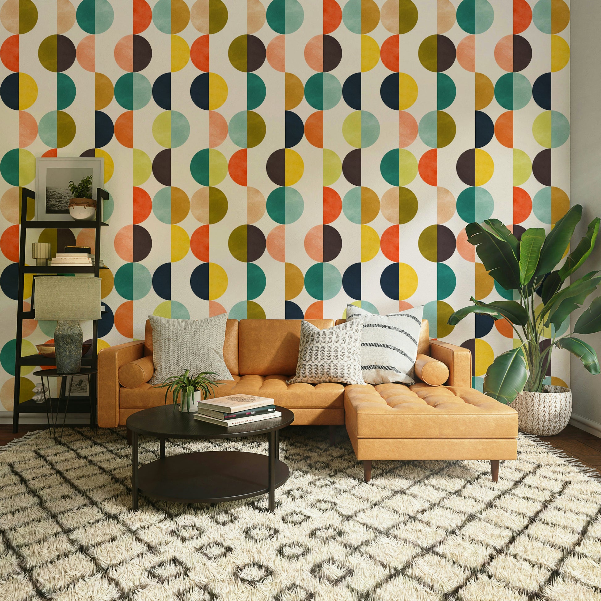 The style is geometric and has a playful, nostalgic feel.

