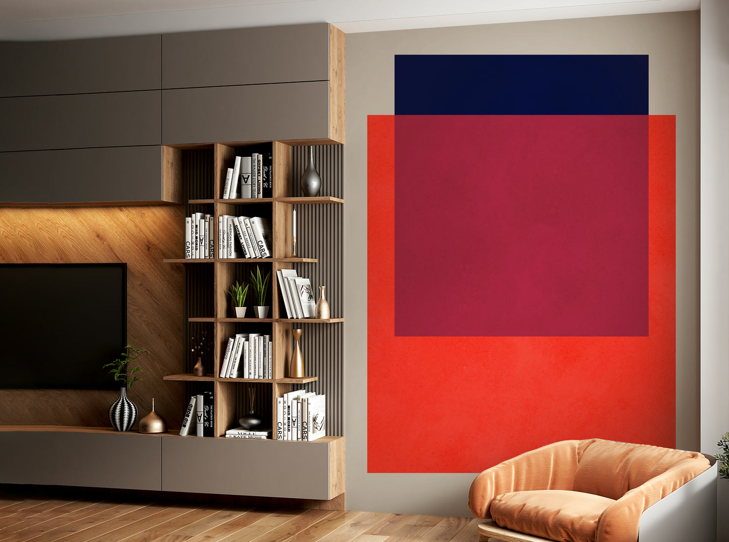 The mural gives a feeling of depth and dimension.

