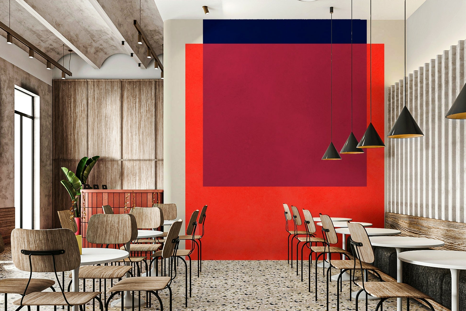 The design is non-realistic and interpretive.

