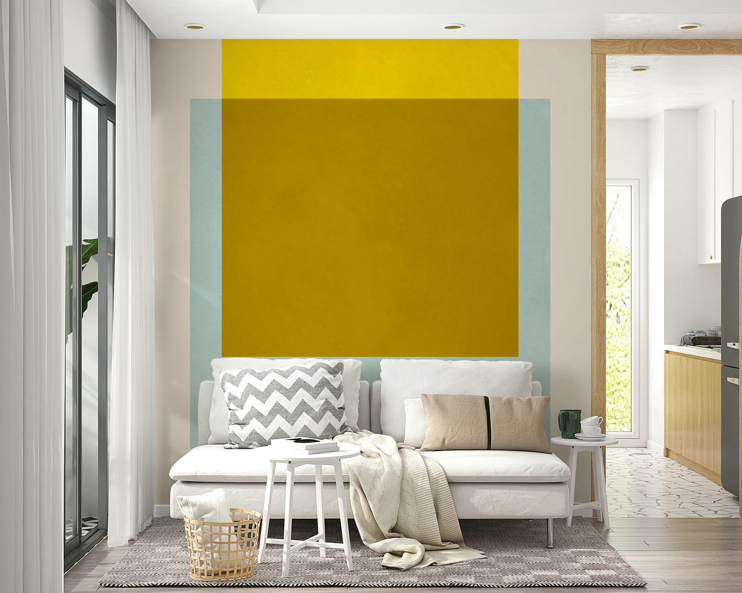 The mural gives a feeling of depth and dimension.

