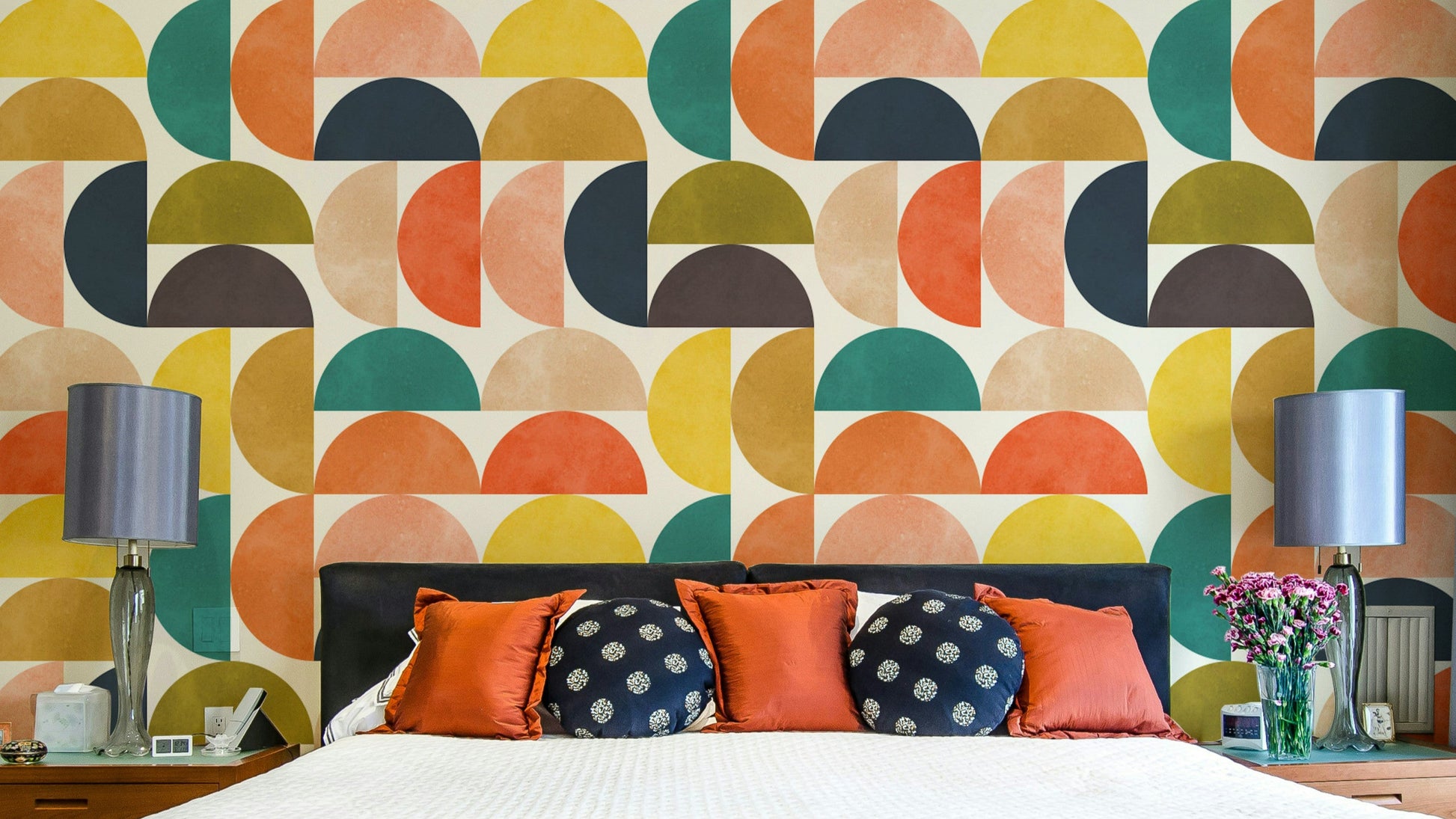 The geometric shapes create a repeating pattern.

