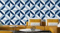 A wallpaper with a blue square pattern.

